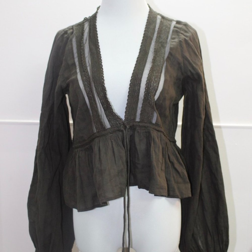 Free People Green Boho Top